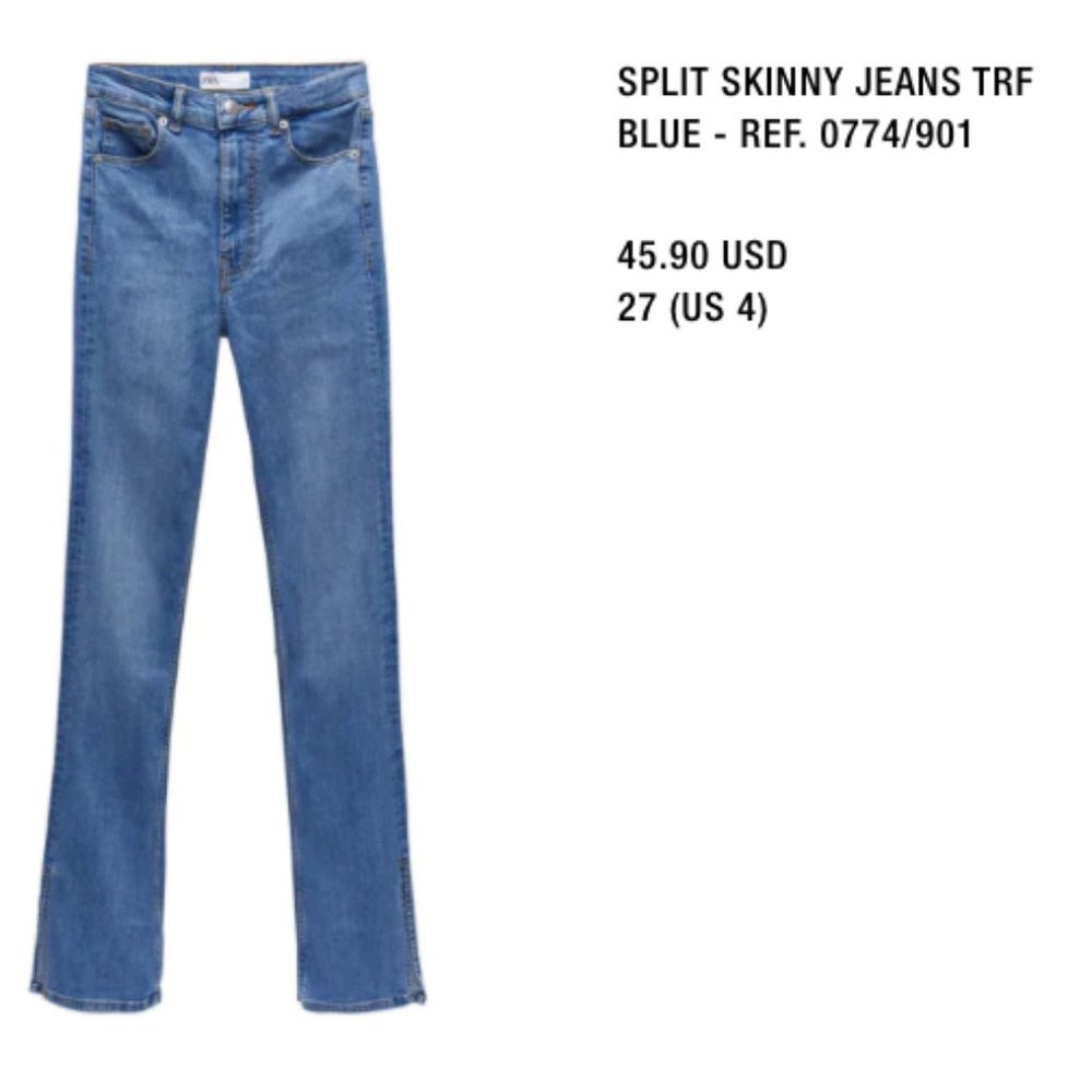 Zara Split Hem Jeans size 27